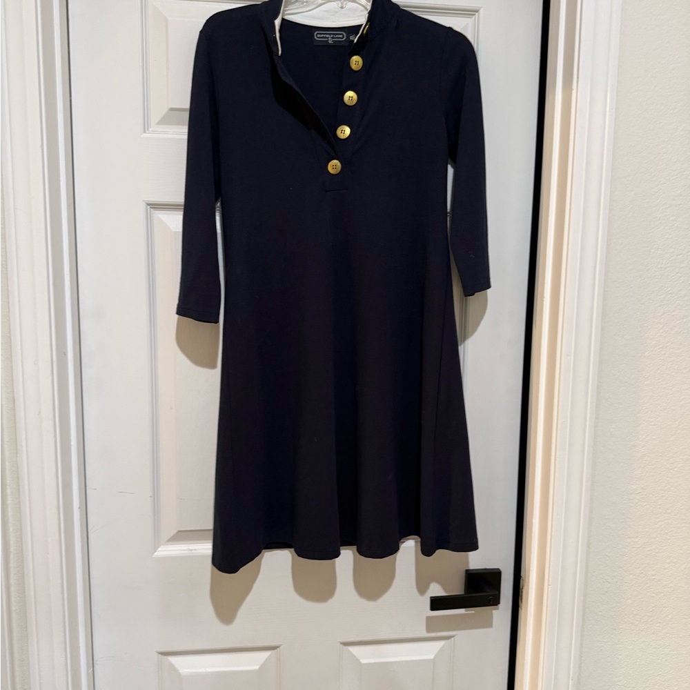 Duffield Lane Navy Top with Gold Accents